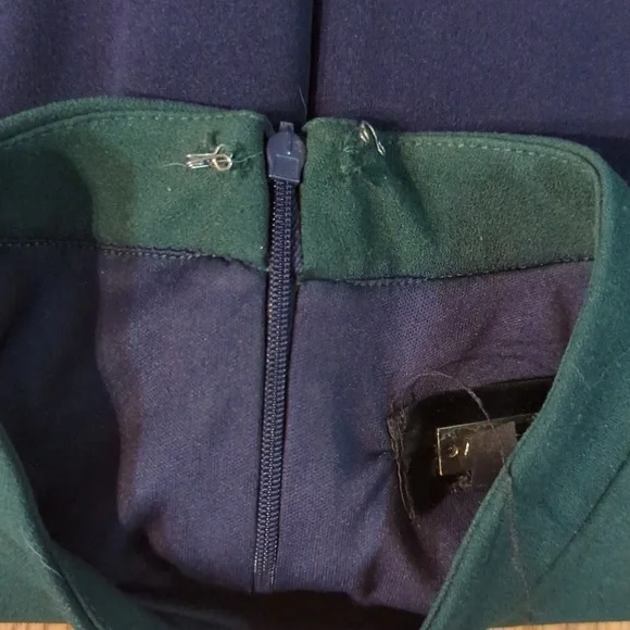 Alexia Admor green and blue colorblock bodycon dress with white stripe, medium - Picture 3 of 3